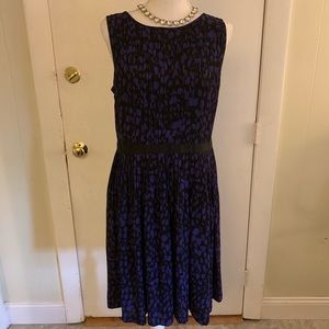 LOFT Black and Purple Print Party Dress